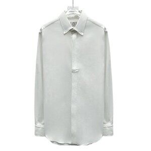 Hermès White Cotton Turn-Down Collar Long Sleeve Shirt